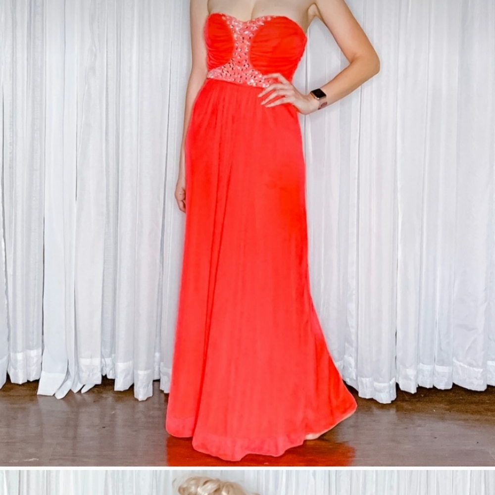 😊☆Pompous Studio formal strapless coral dress,  8